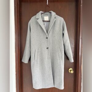 Wool-Blend Gray Long Coat - Women